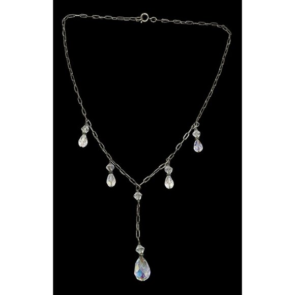 Aurora Borealis Crystal Teardrop Fantasy Necklace - Picture 1 of 5